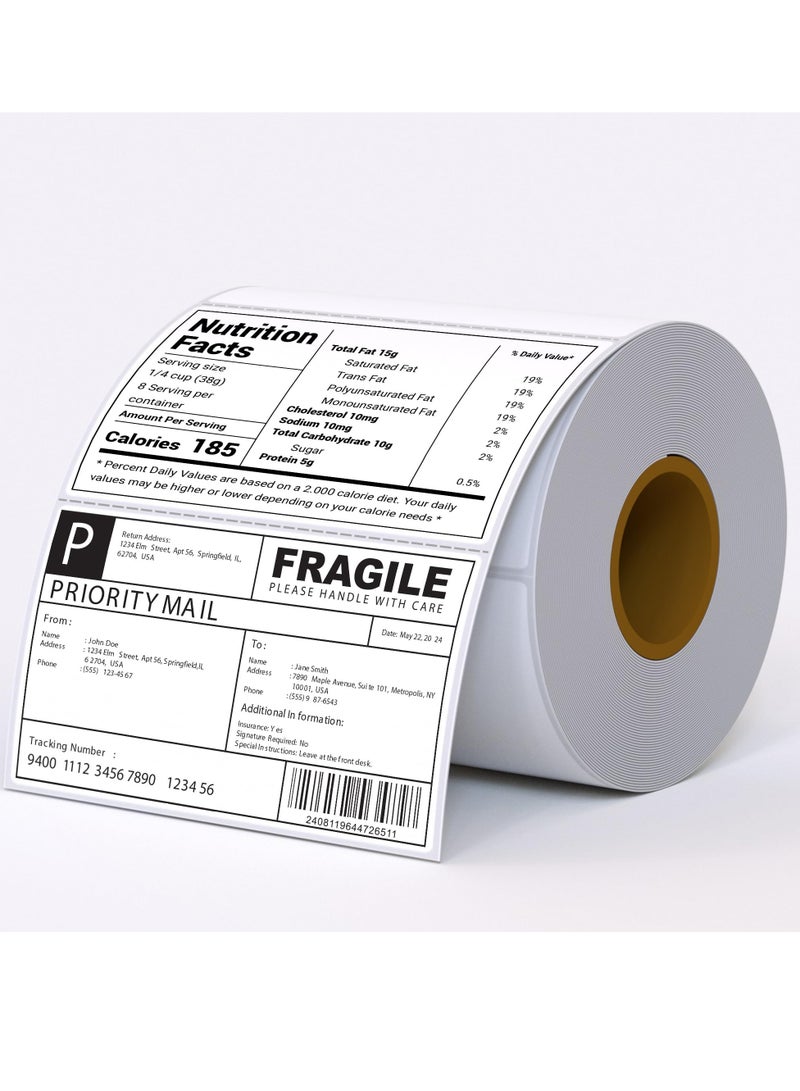 فوميمو ملصق شحن حراري مباشر 4 × 3 ملصقات قابلة للطي مقاس انش متوافقة مع طابعة رولو ومونبين وزيبرا وفارغو عبوة واحدة 500 - Image 2