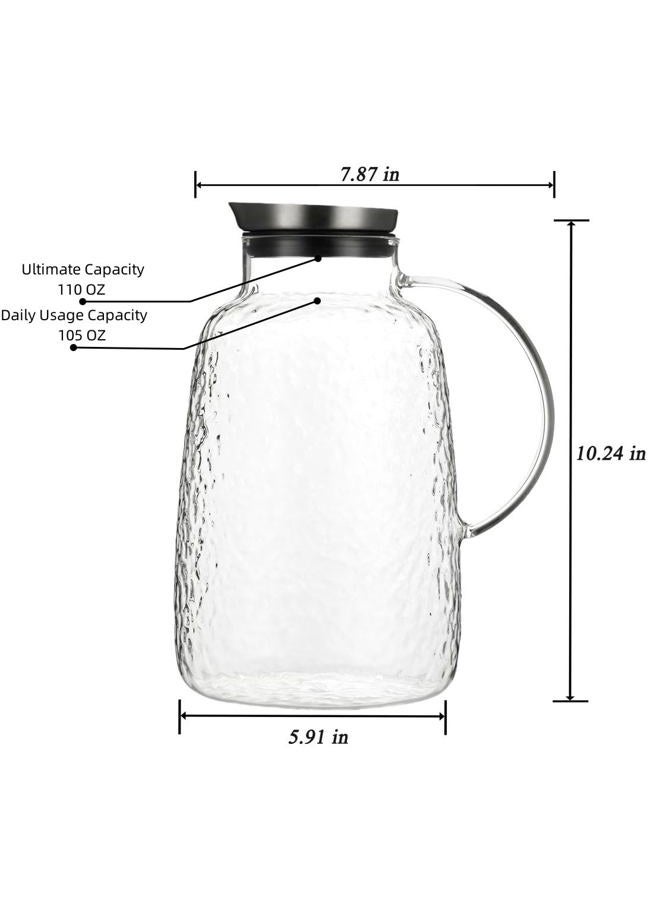 Purefold Glass Pitcher, 105oz Water Large Pitcher with Lid, Heat Resistant Borosilicate Jug for Iced Tea, Juice, Milk, Cold or Hot Beveragesr Easy Clean - Image 3