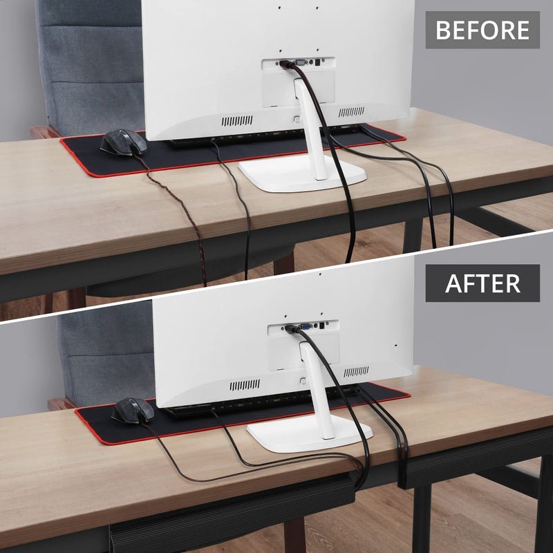 ZhiYo Cable Management Under Desk (31.5in J Channel 2x15.7in) Self Adhesive Cable Raceways Channel, Easy to Install Cord Cover Hider Desk Cord Organizer Electrical Black - Image 2