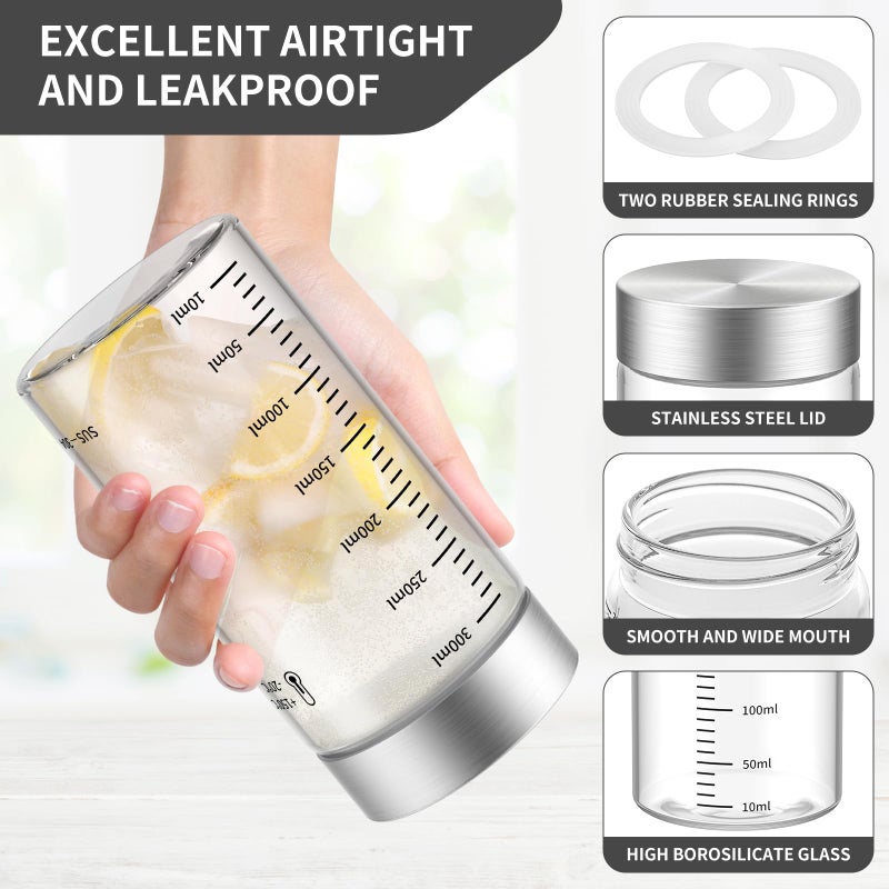 CWHHRN 18 Oz Glass Bottles, 2 Pack Glass Juice Bottles with Lids, BPA Free, Borosilicate Glass, Leak Proof Lids for Juicing, Smoothies, Water Bottles, Food Storage, Shaker Bottles - Image 3