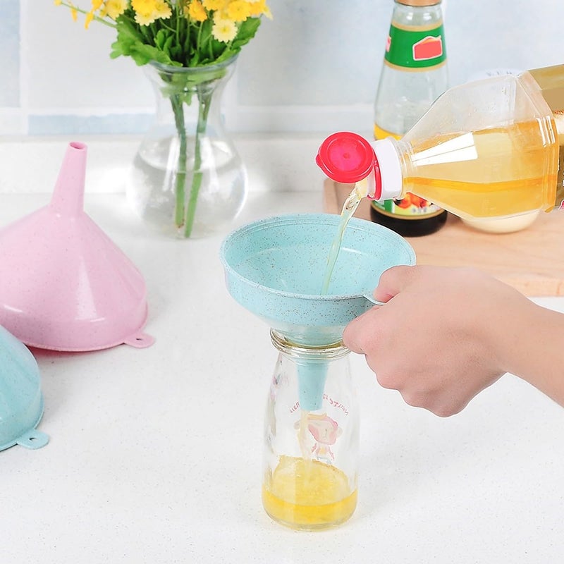 Wolpin Plastic Funnel for Kitchen Use Set of 2 Pcs for Oil Dispenser Transfers to Container Water Juice Ghee Multifunctional - Image 5