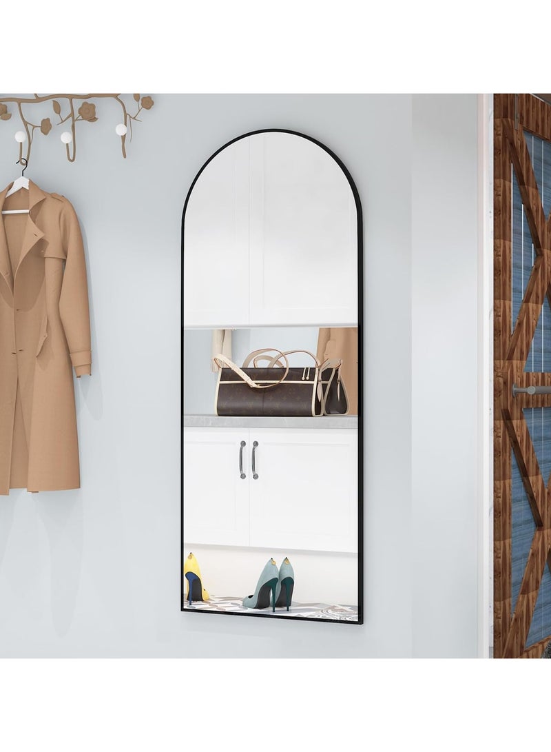 فيبارتي مرآة مقوسة كاملة الطول - قائمة ومثبتة على الحائط، زجاج عالي الدقة، زوايا قابلة للتعديل، إطار ألومنيوم قوي، 160 × 50 سم، ديكور منزلي حديث وأنيق لغرفة النوم، وغرفة المعيشة، والممر، وغرفة الملابس، والمدخل، والخزانة، والممر - متينة، تصميم عالي الجودة (أسود) - Image 3