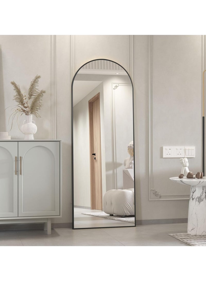 فيبارتي مرآة مقوسة كاملة الطول - قائمة ومثبتة على الحائط، زجاج عالي الدقة، زوايا قابلة للتعديل، إطار ألومنيوم قوي، 160 × 50 سم، ديكور منزلي حديث وأنيق لغرفة النوم، وغرفة المعيشة، والممر، وغرفة الملابس، والمدخل، والخزانة، والممر - متينة، تصميم عالي الجودة (أسود) - Image 5