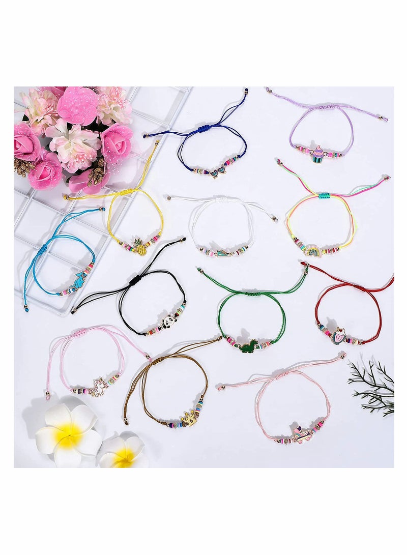 SYOSI Multicolor Woven Bracelet Set for Women 12 Pieces Stackable Surfer Bracelets Adjustable Summer Beach Fashion Jewelry Unicorn Animal Pineapple Friendship Girls - Image 4