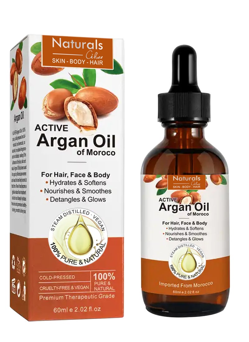 NATURALS - Natural Moroccan Argan Oil for Hair Growth, Skin Care, Scalp Nourishment and Body Moisturizer 60ml - Image 1