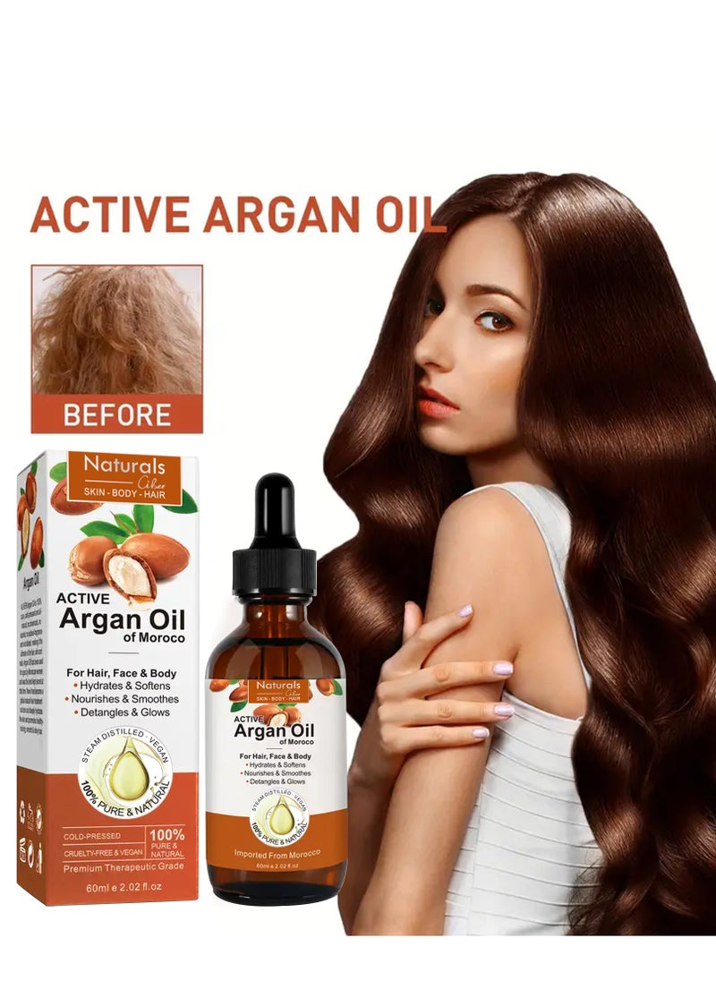 NATURALS - Natural Moroccan Argan Oil for Hair Growth, Skin Care, Scalp Nourishment and Body Moisturizer 60ml - Image 1