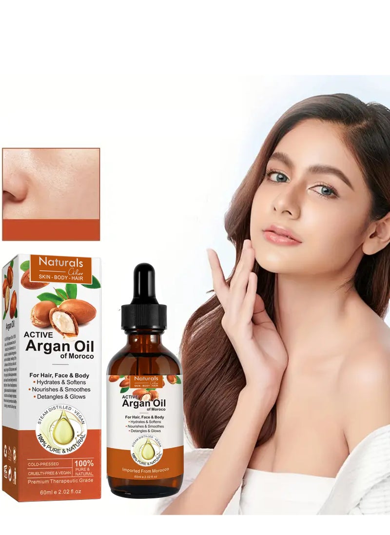 NATURALS - Natural Moroccan Argan Oil for Hair Growth, Skin Care, Scalp Nourishment and Body Moisturizer 60ml - Image 1