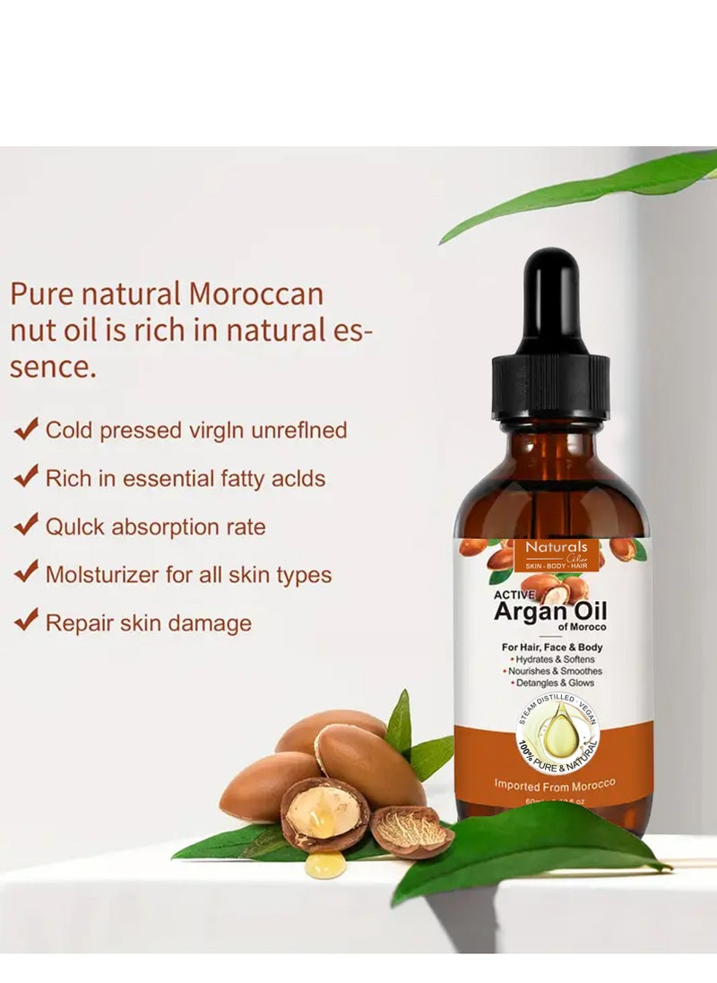NATURALS - Natural Moroccan Argan Oil for Hair Growth, Skin Care, Scalp Nourishment and Body Moisturizer 60ml - Image 1