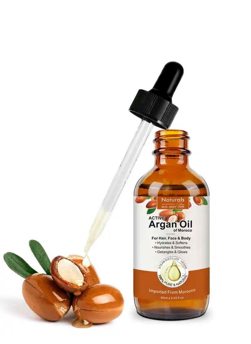 NATURALS - Natural Moroccan Argan Oil for Hair Growth, Skin Care, Scalp Nourishment and Body Moisturizer 60ml - Image 1