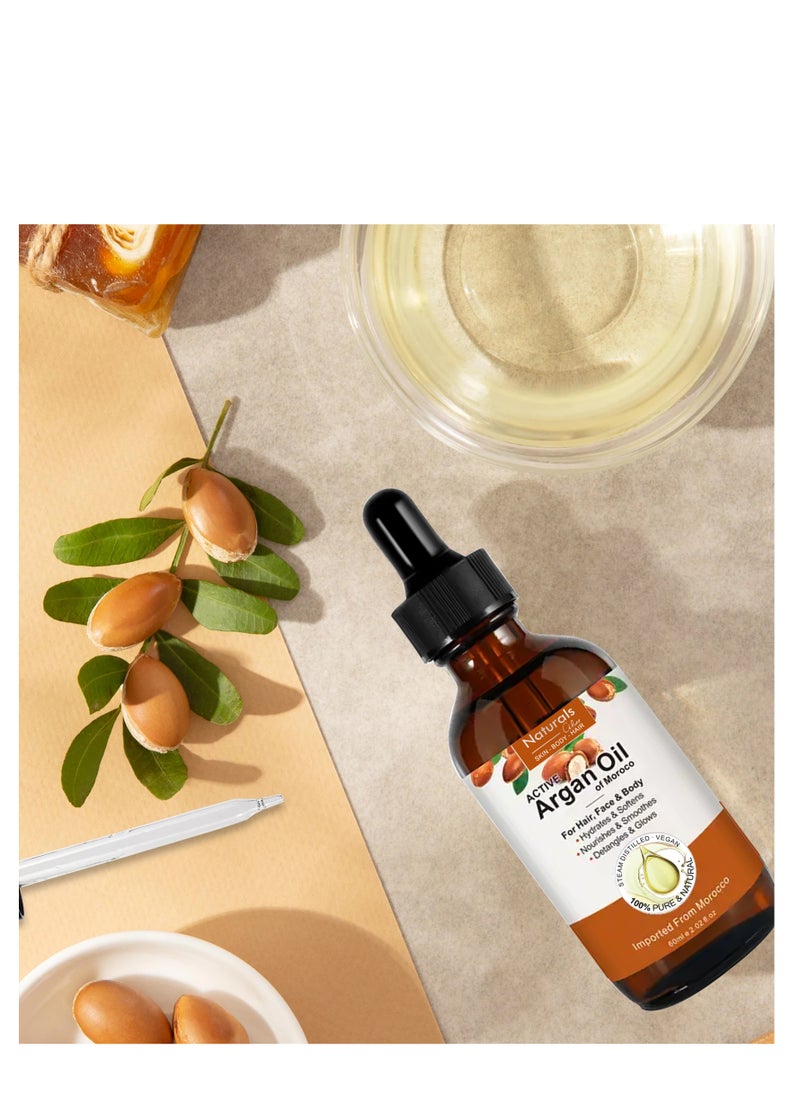 NATURALS - Natural Moroccan Argan Oil for Hair Growth, Skin Care, Scalp Nourishment and Body Moisturizer 60ml - Image 1