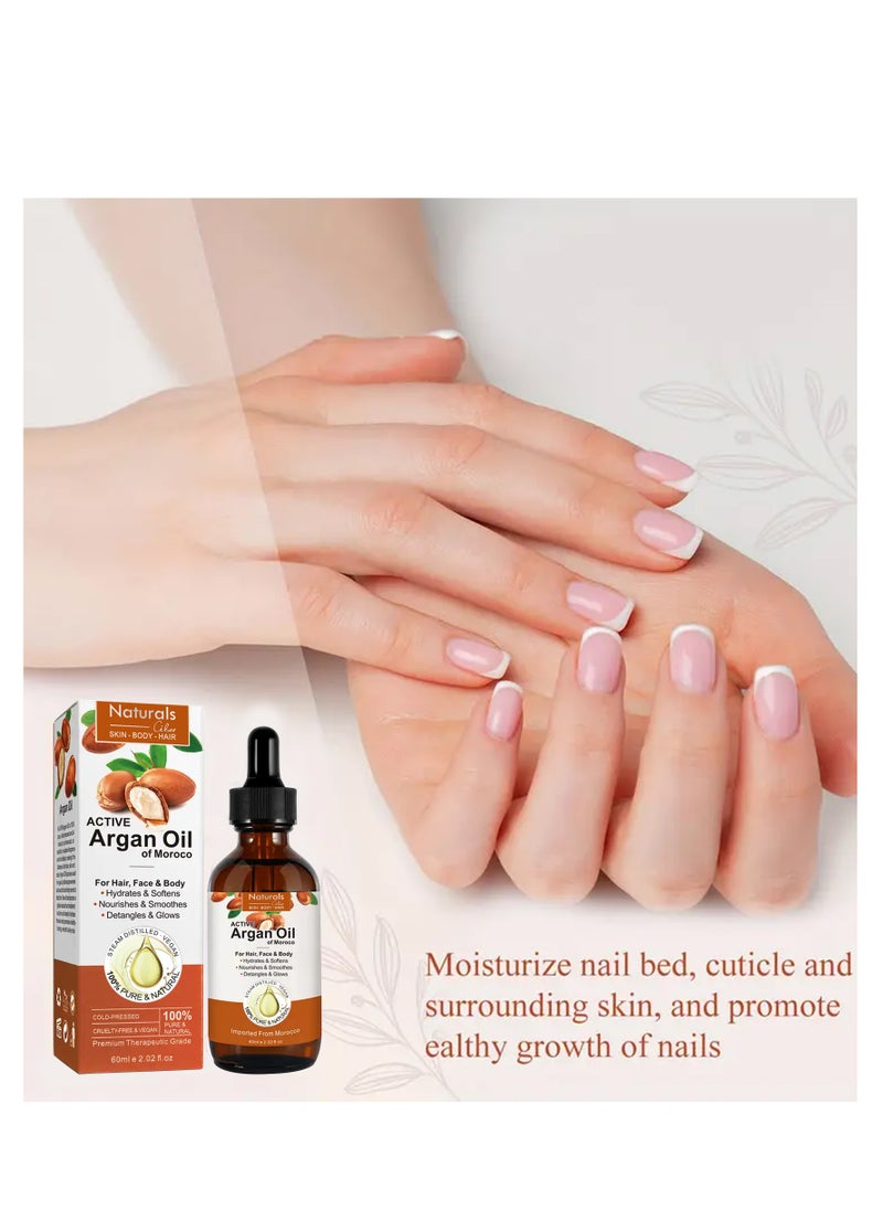 NATURALS - Natural Moroccan Argan Oil for Hair Growth, Skin Care, Scalp Nourishment and Body Moisturizer 60ml - Image 1
