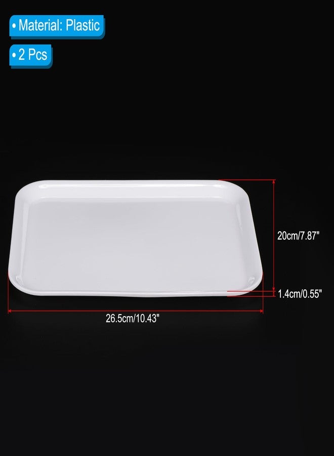 PATIKIL 10.4x7.9 Fast Food Tray, 2 Pack Plastic Serving Tray Reusable Multi-Purpose Rectangle Tray for Cafeteria Restaurant Home Kitchen, White - Image 2
