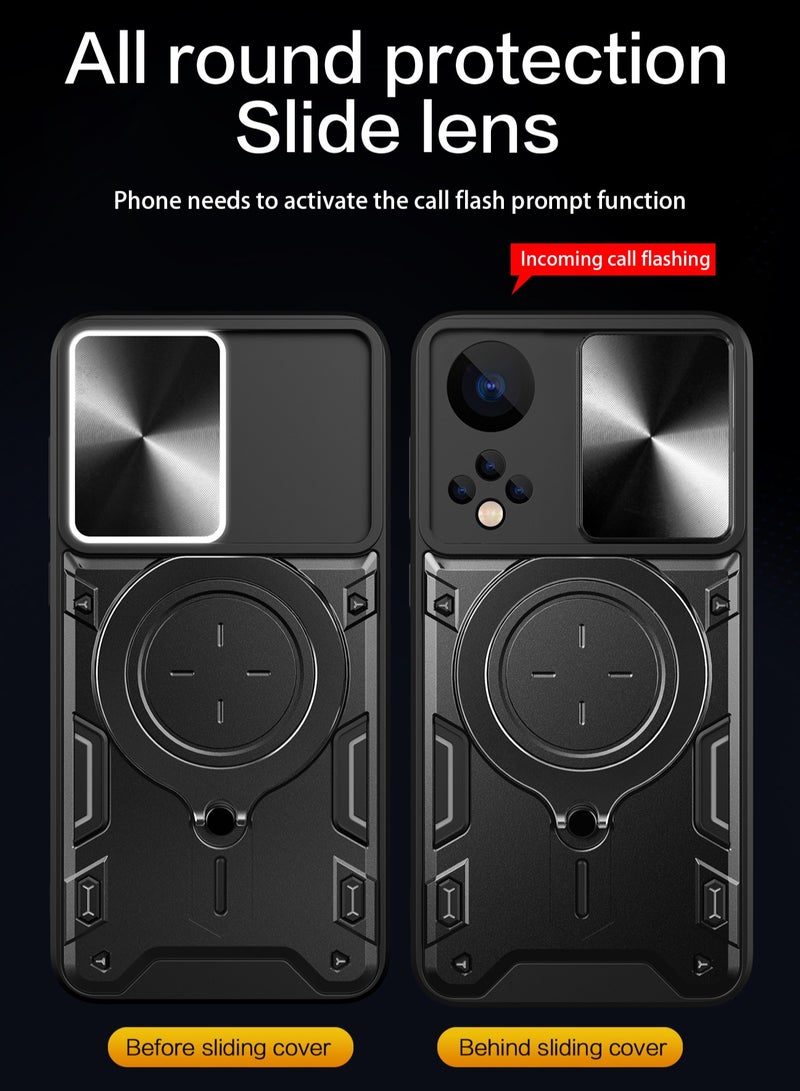 Case Cover Shockproof CD Protective Case with Camera Protection and Metal Ring Compatible with Honor 50 (Black) - Image 4