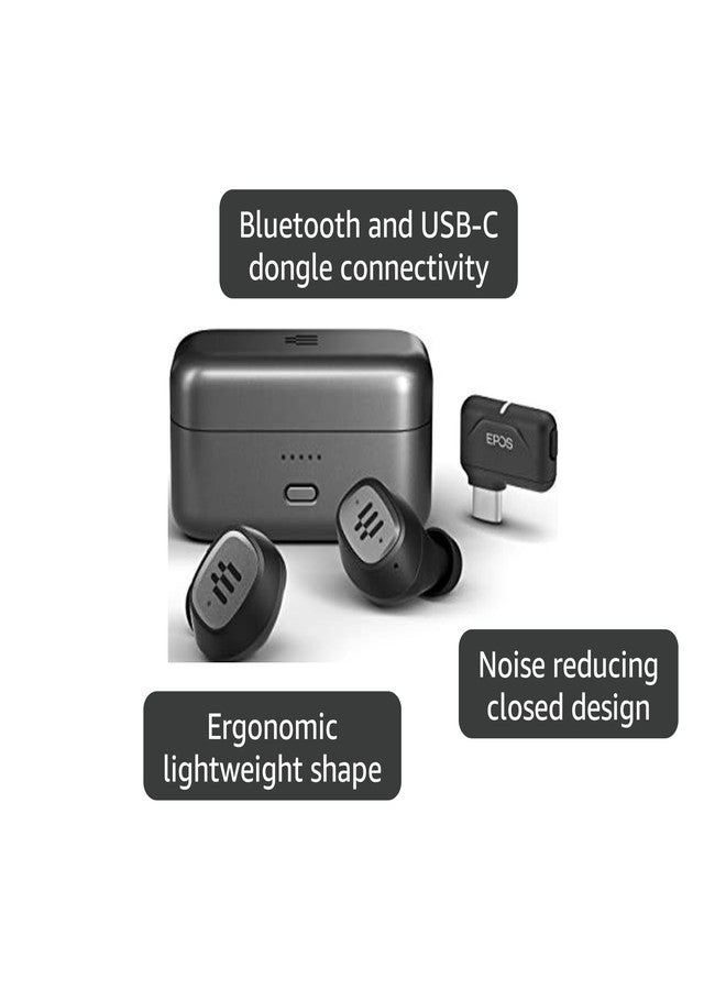 EPOS GTW 270 Hybrid Wireless Gaming Earbuds, Bluetooth & USB-C Dongle, Noise Reducing Closed Design, Dual Mics, Ergonomic Fit, IPX 5 Water Resistant, Portable Charging Case, 20 Hours of Playtime - Image 4
