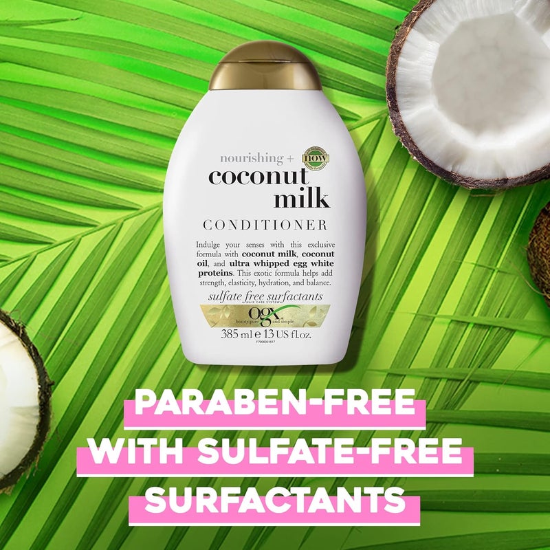 OGX Nourishing Coconut Milk Conditioner - 385ml, Hydrating and Revitalizing Formula for Dry, Damaged Hair with Coconut Oil and Amino Acids - Image 5