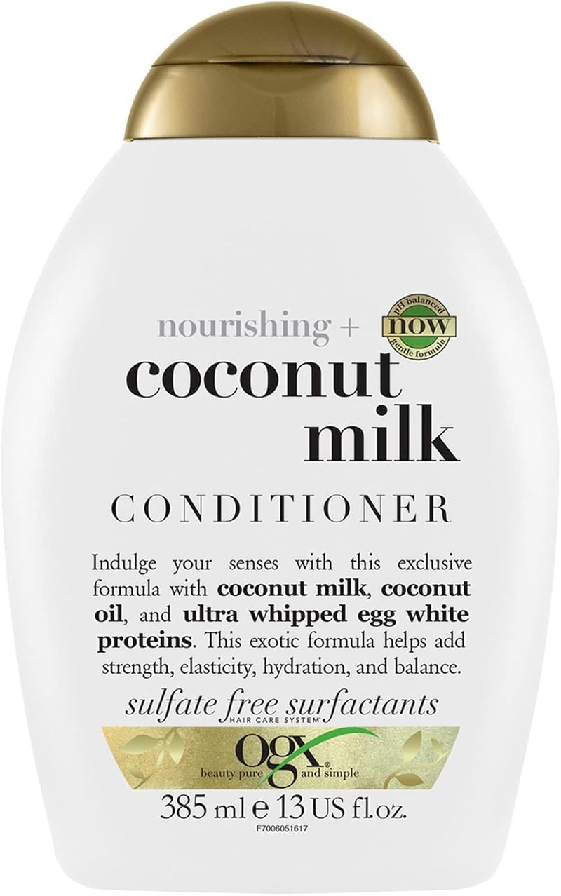 OGX Nourishing Coconut Milk Conditioner - 385ml, Hydrating and Revitalizing Formula for Dry, Damaged Hair with Coconut Oil and Amino Acids - Image 1