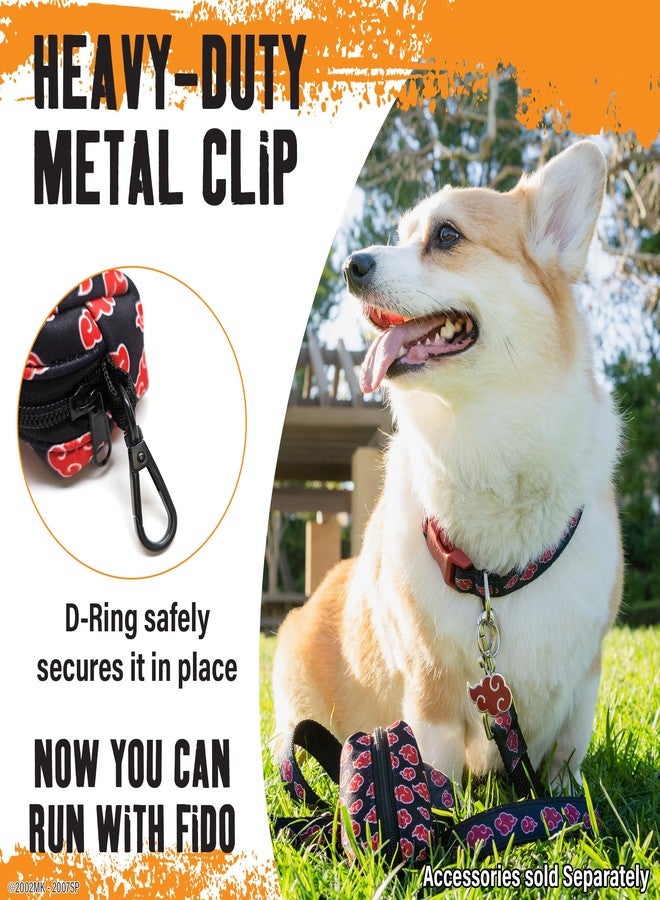 PAWSONIFY Akatsuki Dog Poop Bag Holder for Leash + 2 Bag Rolls: Officially Licensed Naruto Akatsuki Cloak Inspired Black & Red Clip on Dog Bag Holder Leash Attachment Dog Poop Bag Dispenser & Doggie Waste Bags - Image 4