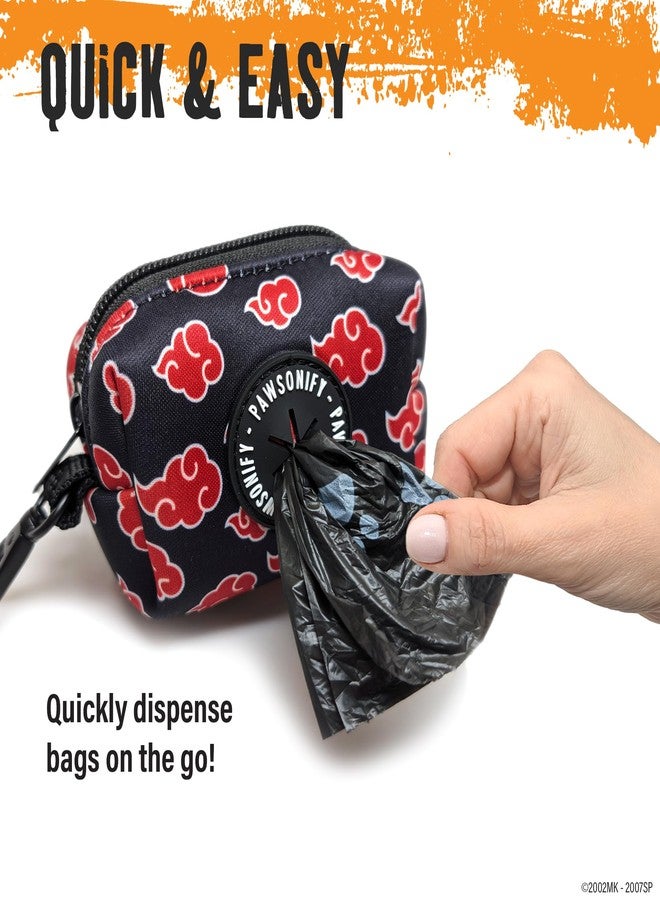 PAWSONIFY Akatsuki Dog Poop Bag Holder for Leash + 2 Bag Rolls: Officially Licensed Naruto Akatsuki Cloak Inspired Black & Red Clip on Dog Bag Holder Leash Attachment Dog Poop Bag Dispenser & Doggie Waste Bags - Image 3