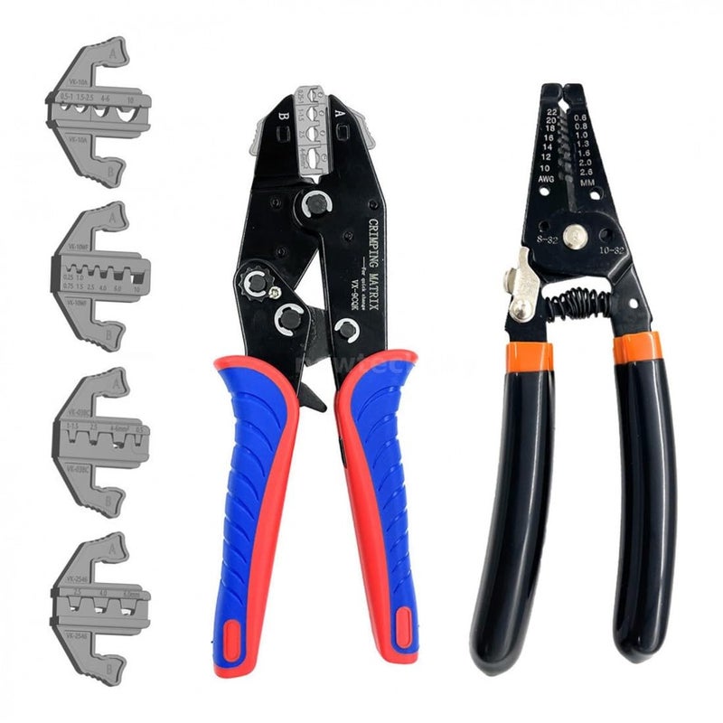 JAMPS 7Piece Quick Change Crimping Tool Kit Ratcheting Wire Stripper Cable Terminal Crimper Pliers for MC4 Ferrules Nylon InsulatedNonInsulated Terminals Heat Shrink Connectors - Image 2