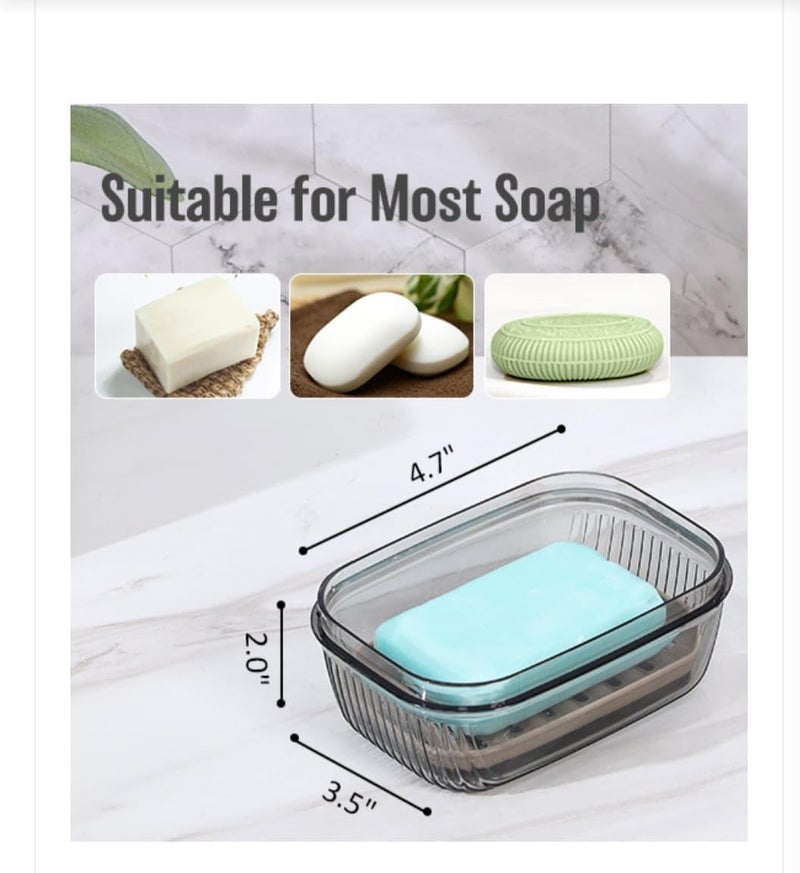 Stewit حامل صابون بلاستيكي ستيويت 1 عبوة، حاوية صابون للسفر مع غطاء، مستلزمات الحمام بحجم السفر، حامل صابون بار محمول، صندوق صابون، طبق صابون للسفر، التخييم، الصالة الرياضية، الحمام (عبوة من 1) - Image 2