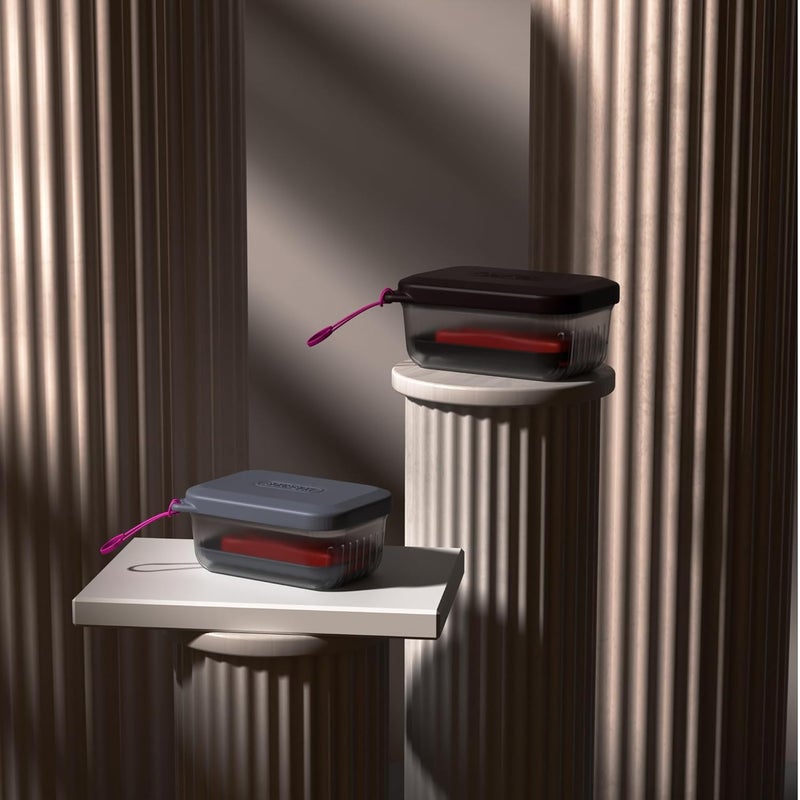 Stewit حامل صابون بلاستيكي ستيويت 1 عبوة، حاوية صابون للسفر مع غطاء، مستلزمات الحمام بحجم السفر، حامل صابون بار محمول، صندوق صابون، طبق صابون للسفر، التخييم، الصالة الرياضية، الحمام (عبوة من 1) - Image 5