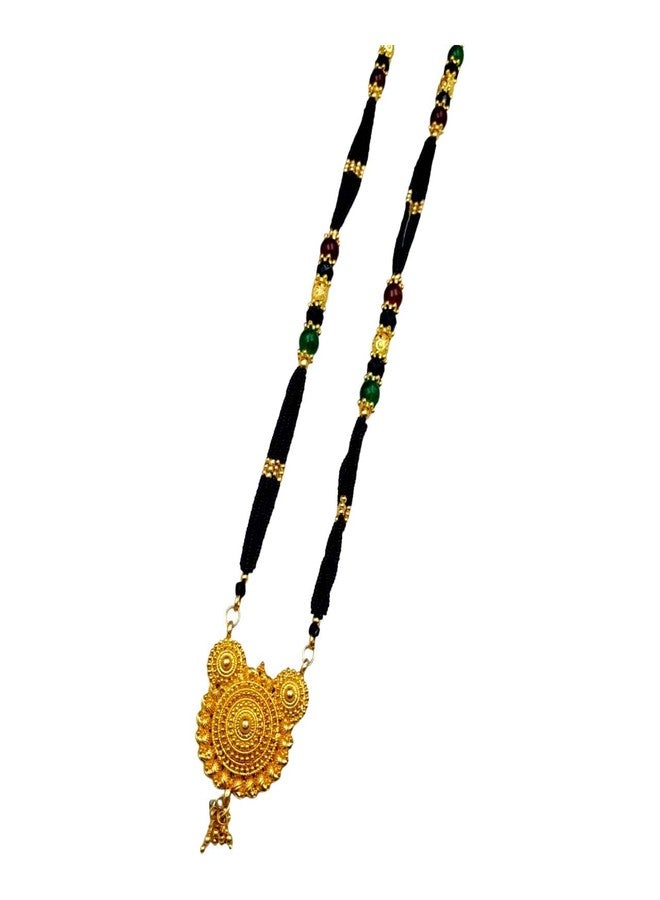 Swaroop Designer Mangalsutra For Women Stylish New Gold Plated Mangalsutra Long Size Heavy Design Long Black Bead Chain 68 - Image 1