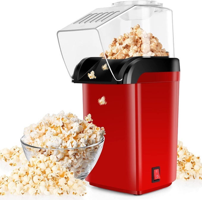 POPCORN MAKER MACHINE1200W HOT AIR POPCORN POPPER MAKER WITH MEASURING CUP AND TOP LID 2 MINUTES FAST ELECTRIC POPCORN POPPERS NO OIL NEEDED HEALTHY SNACK BPAFREE