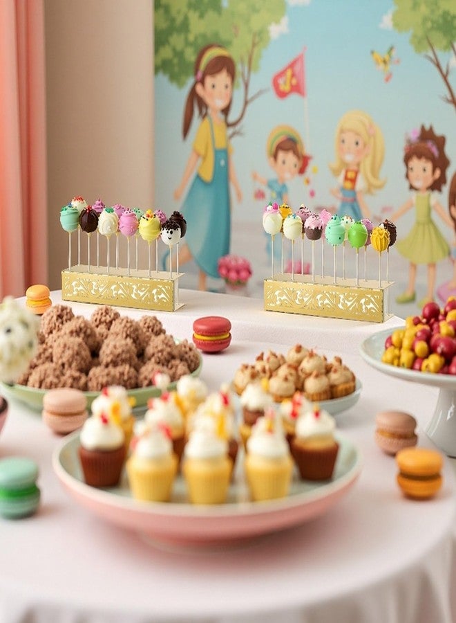 AIM & GGKK Cake Pop Stand, 12 Holes Lollipop Display Stand,Set of 2 Gold Metal Display Holder, Lollipop Holder for Wedding, Baby Shower, Birthday, Anniversaries Party Candy Decorative - Image 5