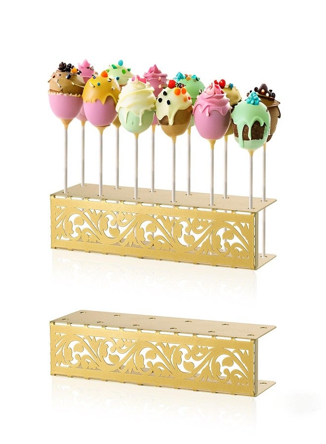 AIM & GGKK Cake Pop Stand, 12 Holes Lollipop Display Stand,Set of 2 Gold Metal Display Holder, Lollipop Holder for Wedding, Baby Shower, Birthday, Anniversaries Party Candy Decorative - Image 1