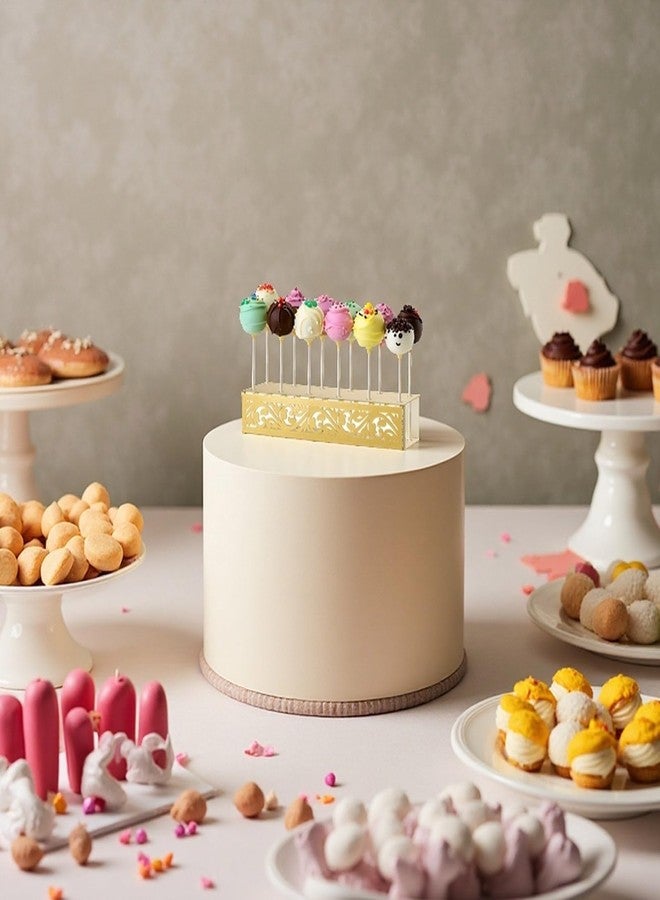 AIM & GGKK Cake Pop Stand, 12 Holes Lollipop Display Stand,Set of 2 Gold Metal Display Holder, Lollipop Holder for Wedding, Baby Shower, Birthday, Anniversaries Party Candy Decorative - Image 3