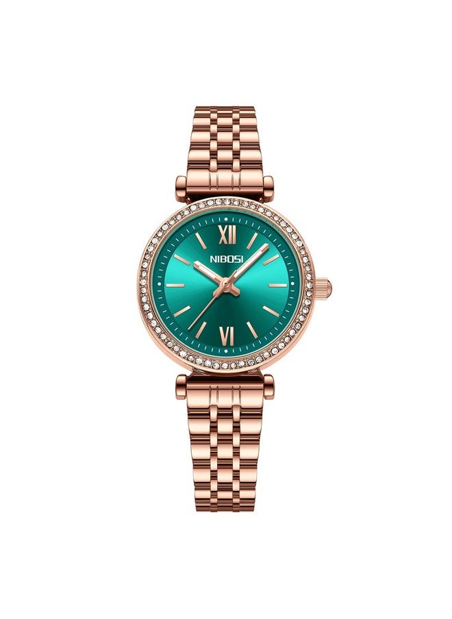 NIBOSI - NIBOSI Women's Watches Analog Rose Gold Dial Rose Gold Band Watches for Women&Ladies&Girls Stylish Diamond Stainless Steel Wrist Watch with Mesh Band Gift - Image 1