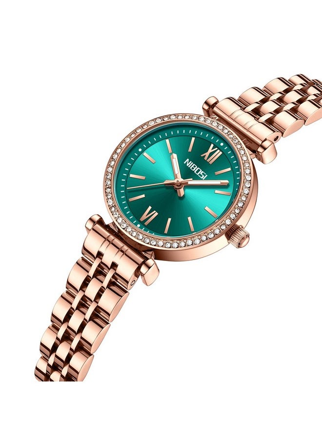 NIBOSI - NIBOSI Women's Watches Analog Rose Gold Dial Rose Gold Band Watches for Women&Ladies&Girls Stylish Diamond Stainless Steel Wrist Watch with Mesh Band Gift - Image 1