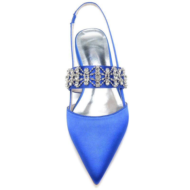 2025 Flat Heel Pointed Toe Fashionable Versatile Rhinestone Back Strap Wedding Shoes Bridal Shoes Bridesmaid Shoes 18448-37 - Image 4