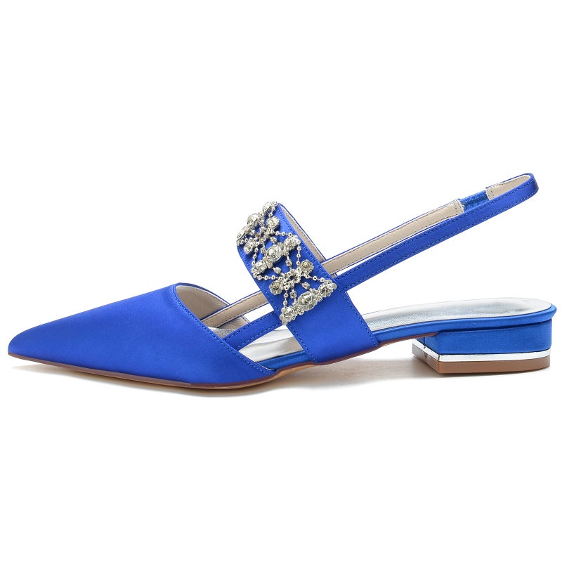 2025 Flat Heel Pointed Toe Fashionable Versatile Rhinestone Back Strap Wedding Shoes Bridal Shoes Bridesmaid Shoes 18448-37 - Image 5