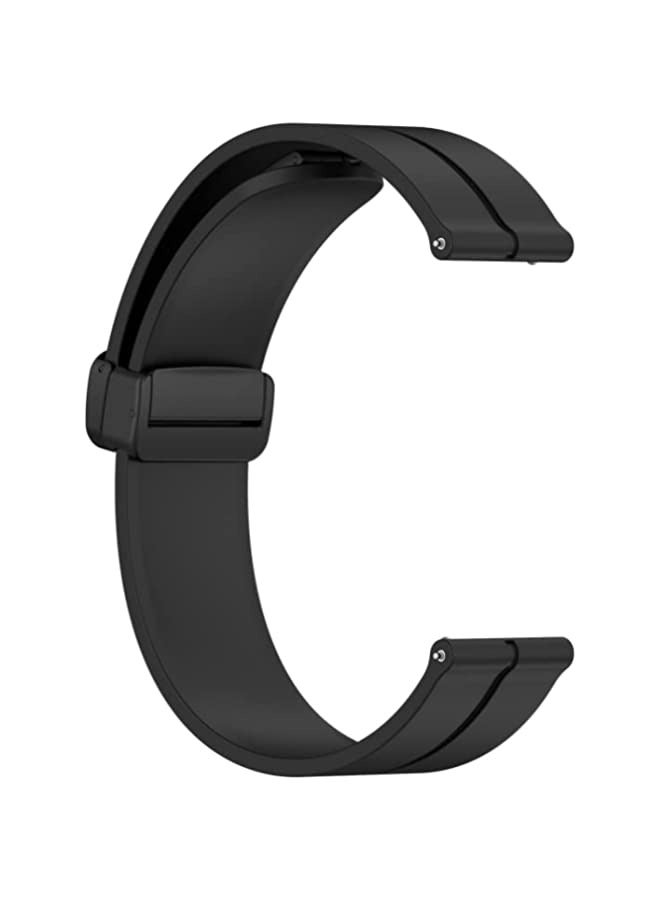 Band For Amazfit GTR 4  Solid Color Magnetic Clasp Silicone Watch Band (Black) - Image 2