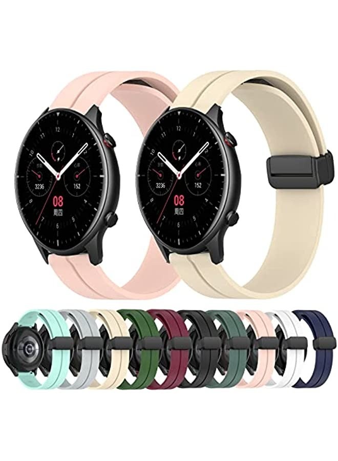 Band For Amazfit GTR 4  Solid Color Magnetic Clasp Silicone Watch Band (Black) - Image 3