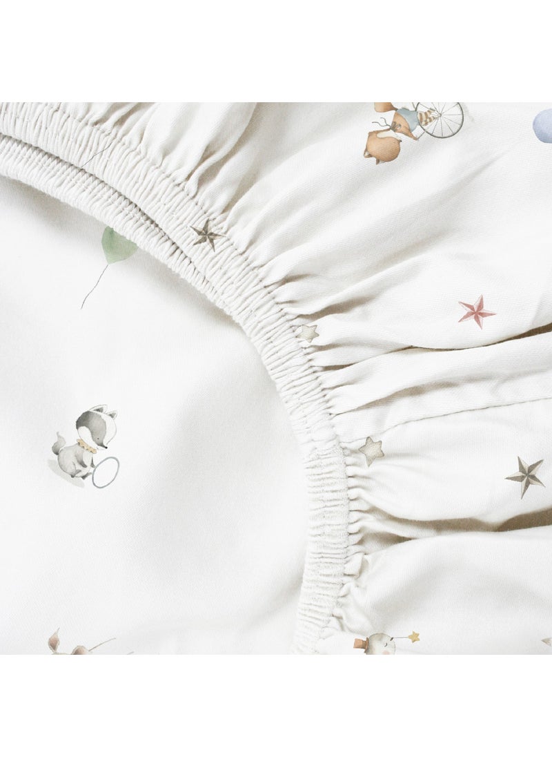Casadora Baby Circus 100% Cotton Satin Baby Fitted Sheet Set - 70 x 140 cm + 35 x 45 cm  - Image 3