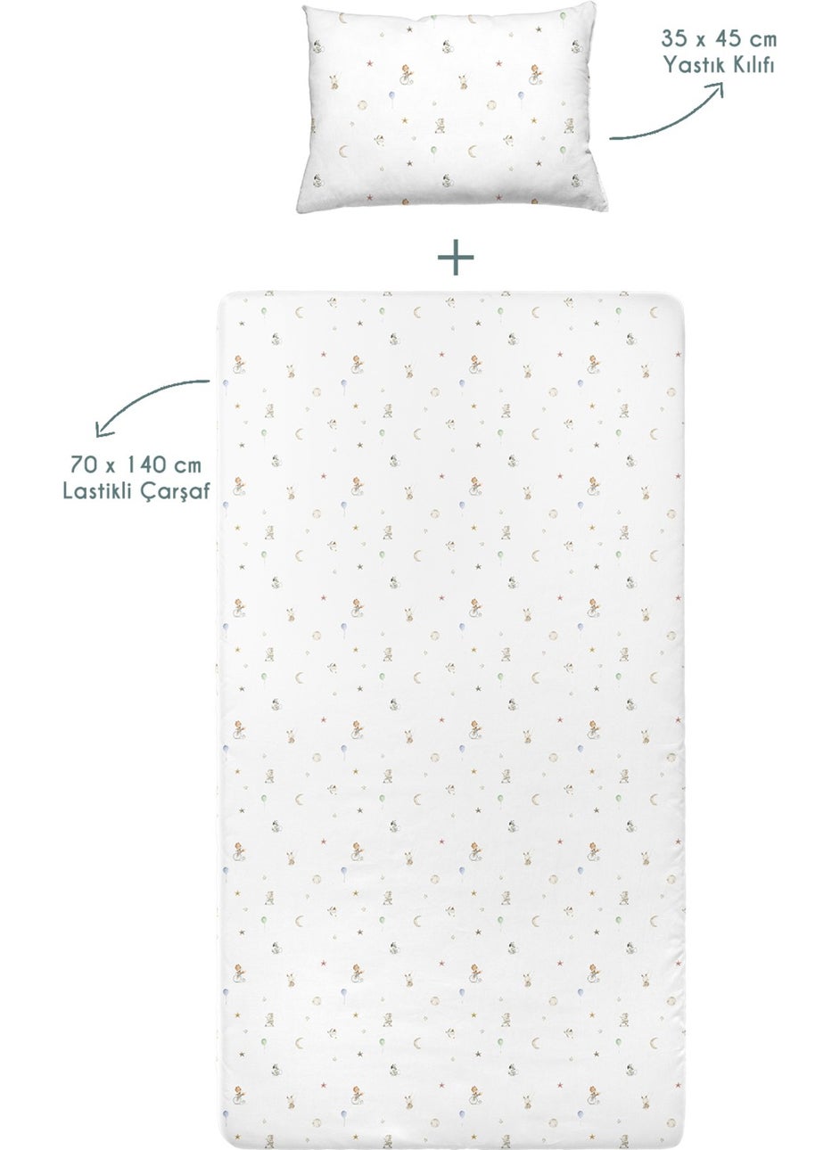 Casadora Baby Circus 100% Cotton Satin Baby Fitted Sheet Set - 70 x 140 cm + 35 x 45 cm  - Image 4