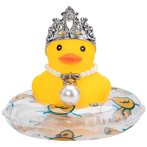 wonuu Car Duck Rubber Duck Car Ornaments Car Dashboard Decorations with Mini Crown and Necklace CMale Crown - Image 1