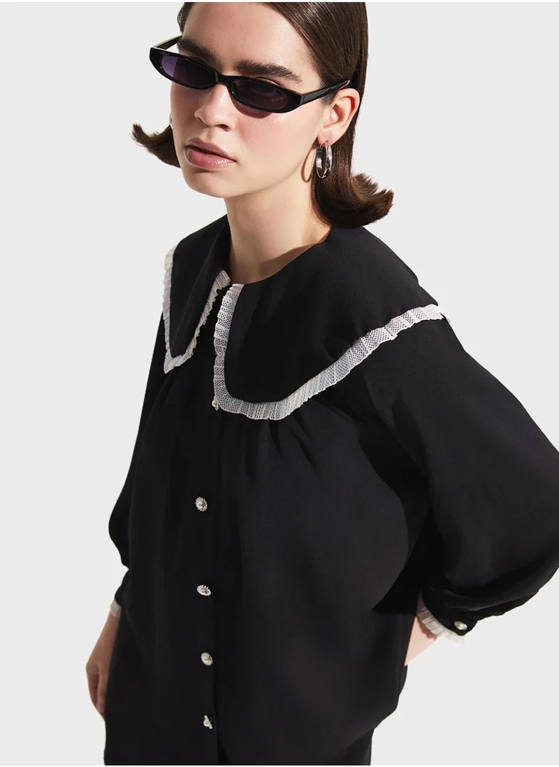 JUNE Baby Collar Button Down Shirt