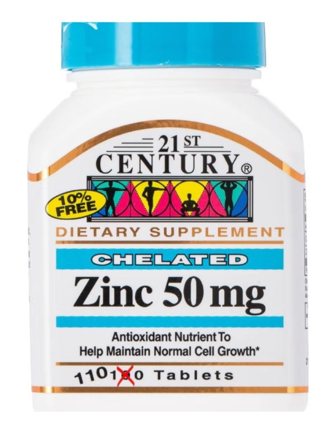 21C 21st Century Chelated Zinc 50 mg Dietary Supplement - 110 Tablets - Image 1