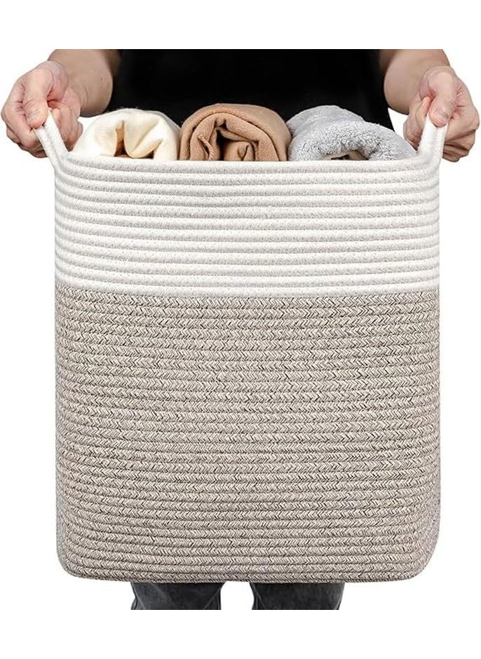 GRATIFY Laundry BasketWoven Cotton Rope Laundry Hamper Sorters40L Versatile Storage for Dirty ClothesBaby Toysand Blankets in Bathroom Nurseryand Living Room Mix Brown  - Image 1