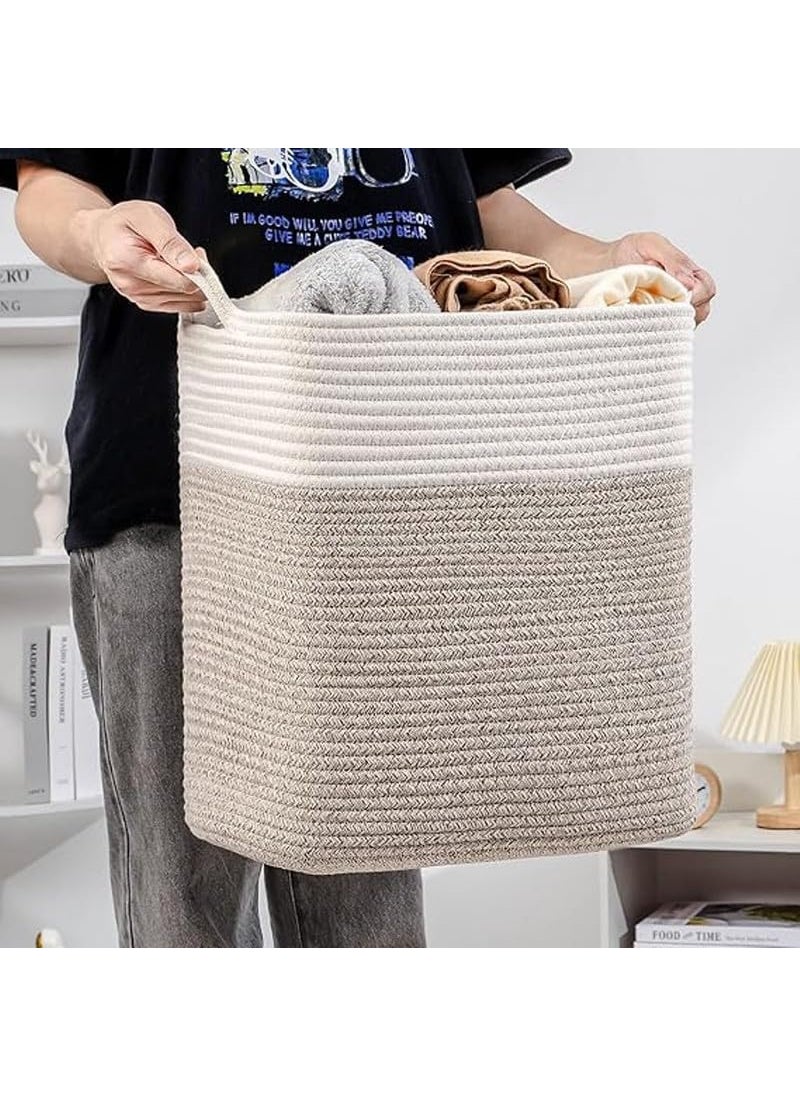 GRATIFY Laundry BasketWoven Cotton Rope Laundry Hamper Sorters40L Versatile Storage for Dirty ClothesBaby Toysand Blankets in Bathroom Nurseryand Living Room Mix Brown  - Image 2