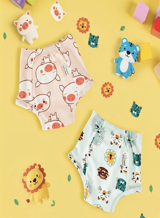 Snugkins Padded Underwear for Big Kids 7-8 years with 4 Layers of Cotton Padding Potty Training Pull Up Pant & Diaper-Free Time Pack-2 - Image 2