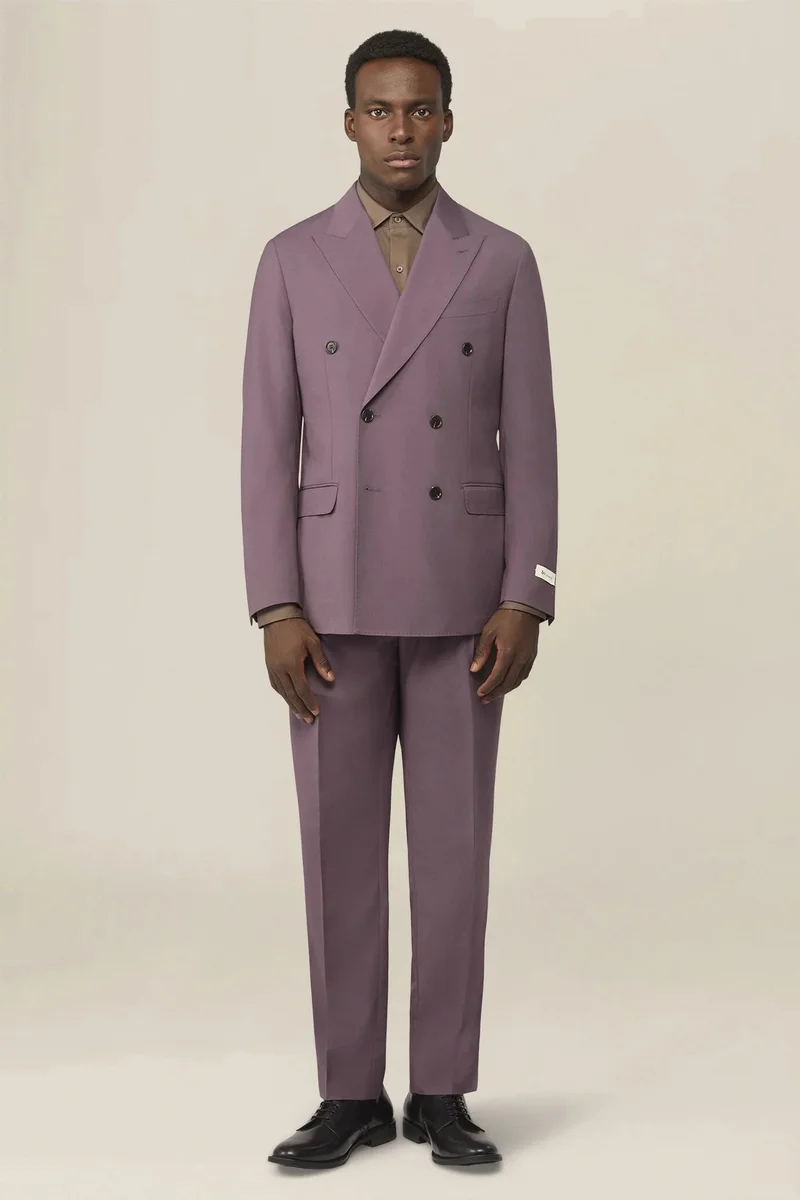 دوبل غانغر Men's double-breasted Bi-Stretch suit, regular fit - Mauve