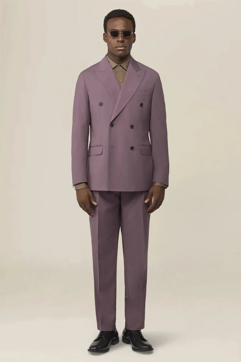 دوبل غانغر Men's double-breasted Bi-Stretch suit, regular fit - Mauve