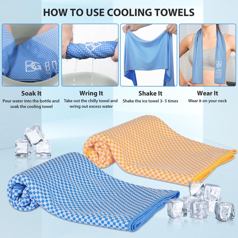 BOGI 2 Pack Cooling Towel, Cooling Towels for Neck and Face-40"x12"- Ice Towel for Instant Cooling, Soft Breathable Chilly Towel, Stay Cool for Yoga, Sport, Gym, Camping & More Activities(Blue+Grey) - Image 5
