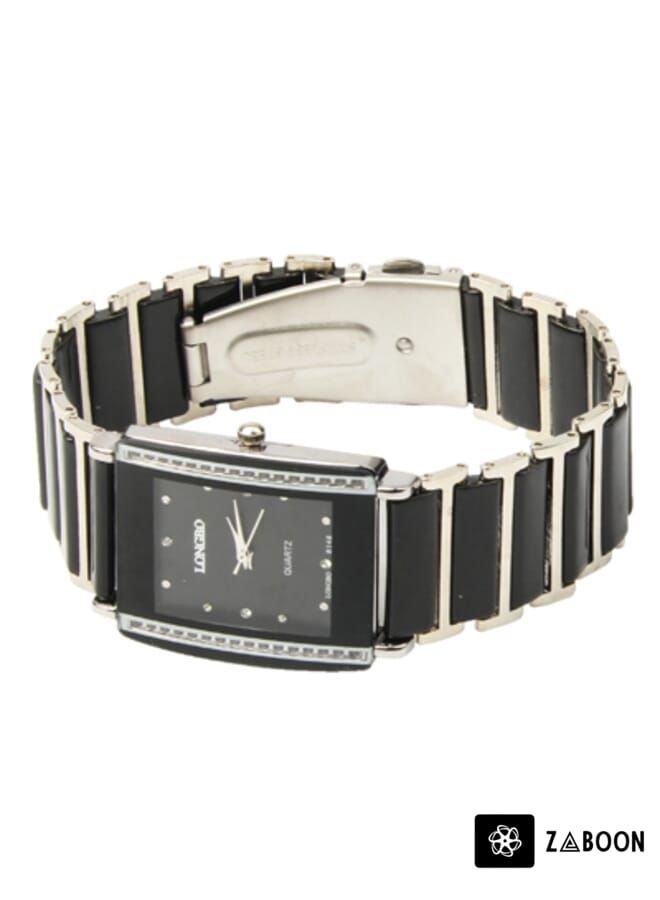 Zaboon ساعة كواتز للرجال بتصميم أنيق مع حزام سيراميك (أسود) مزينة بالألماس - Image 3