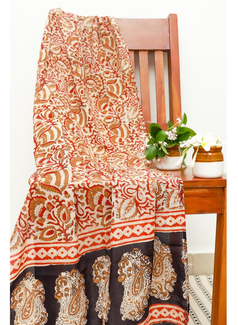 OJARIYA Queen Paisley Beige Hand Block Printed 100 Percent Breathable Soft Organic Muslin Cotton Scarf Hijab - Image 2