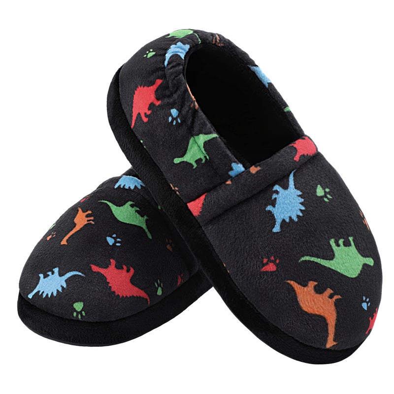 MIXIN Big Kids Slippers for Boys Girls Indoor Slip-on Slippers for Bedroom House Black 11 12 US - Image 1